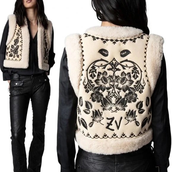 (SOLD) Zadig & Voltaire Feti Shearling Cardigan Vest - Picture 2 of 15